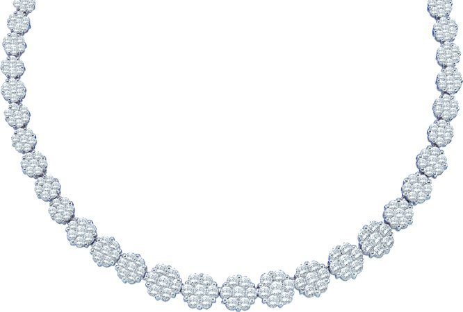 Diamond Flower Necklace 14K White Gold 14.13 cts. GD-21338
