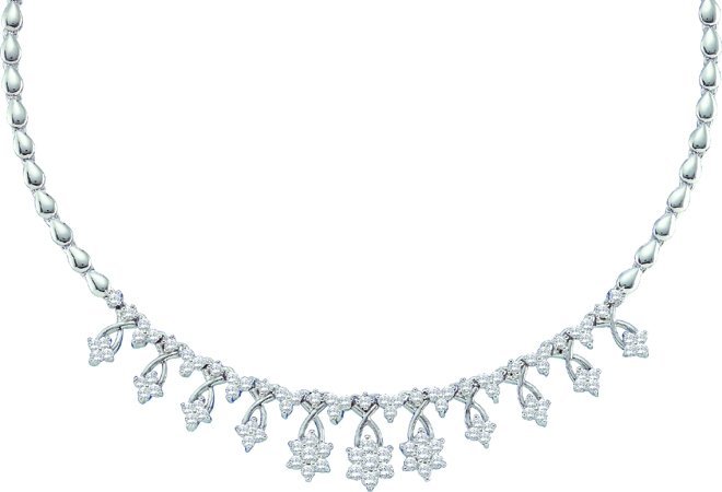 Diamond Flower Necklace 14K White Gold 2.00 ct. GD-22358