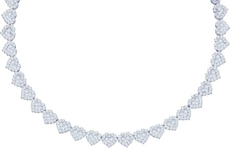 Diamond Heart Necklace 14K White Gold 6.50 cts. GD-34300