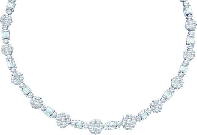Diamond Flower Necklace 14K White Gold 8.31 cts. GD-45756