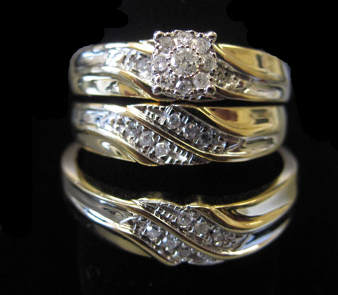 Three Piece Wedding Set 14K Yellow Gold 0.20 cts. CL-40483 - Click Image to Close