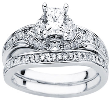 Diamond Bridal Ring Set 14K White Gold 0.87 cts. CL-32704 - Click Image to Close