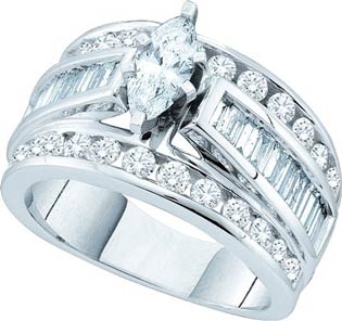 Ladies Diamond Engagement Ring 14K White Gold GD-52379