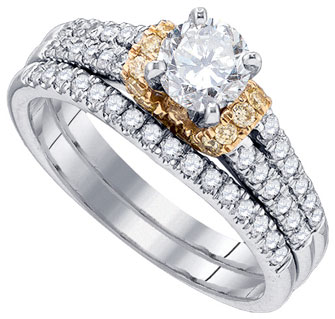 Diamond Bridal Ring Set 14K Two Tone Gold 1.21 cts. GD-83040 - Click Image to Close