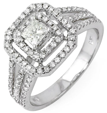 Diamond Engagement Ring 14K White Gold 0.94 cts. 10R1312