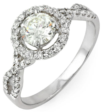 Diamond Engagement Ring 14K White Gold 1.11 cts. 10R1328