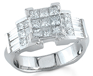 Ladies Diamond Ring 14K White Gold 2.10 cts. S14-6