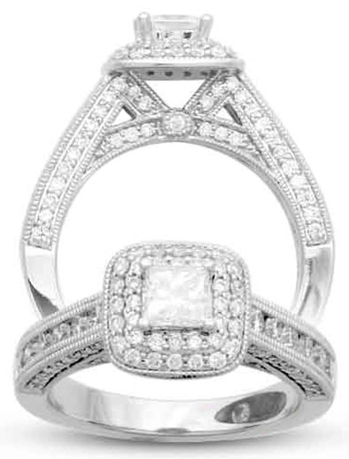 Diamond Engagement Ring 14K White Gold 1.60 cts. AV-59035