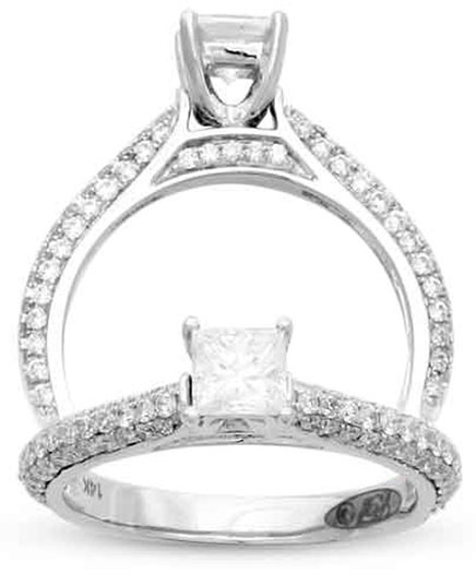 Diamond Engagement Ring 14K White Gold 1.10 cts. AV-59036 - Click Image to Close