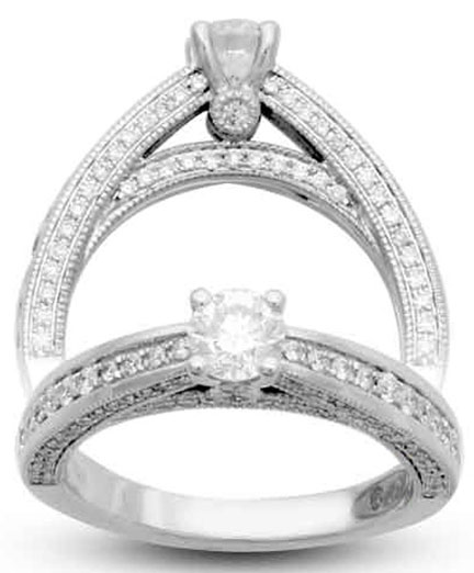 Diamond Engagement Ring 14K White Gold 1.05 cts. AV-59133