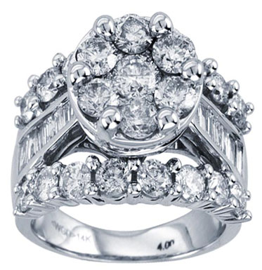 Ladies Diamond Engagement Ring 14K White Gold 4.00 ct. CL-30927