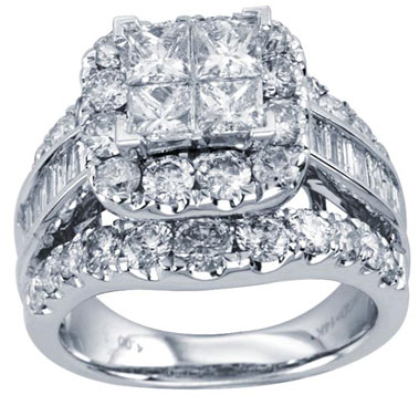 Ladies Diamond Engagement Ring 14K White Gold 4.00 ct. CL-30956 - Click Image to Close