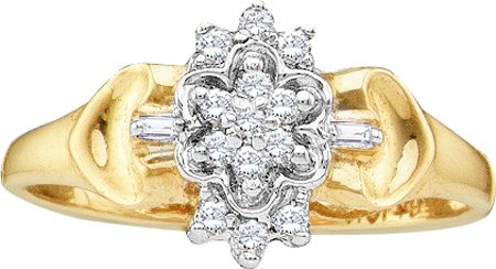 Ladies Diamond Cluster Ring 10K Yellow Gold 0.10 cts. GD-10015 - Click Image to Close