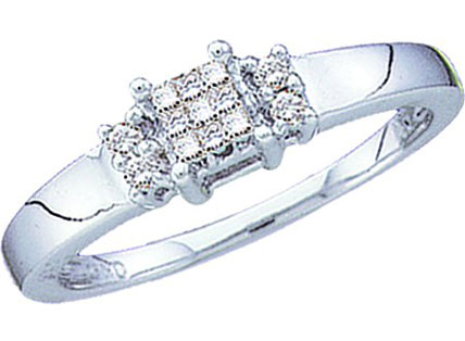 Ladies Diamond Engagement Ring 14K White Gold 0.15 cts. GD-10831