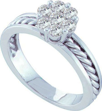 Ladies Diamond Cluster Ring 14K White Gold 0.50 cts. GD-13900 - Click Image to Close