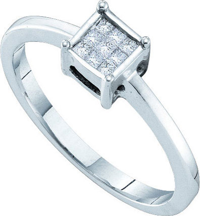 Ladies Diamond Engagement Ring 14K White Gold 0.13 cts. GD-15355