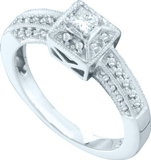 Ladies Diamond Engagement Ring 14K White Gold 0.30 cts. GD-18520 - Click Image to Close