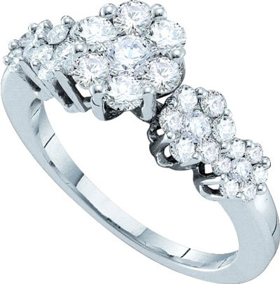 Ladies Diamond Cluster Ring 14K White Gold 1.00 ct. GD-18659