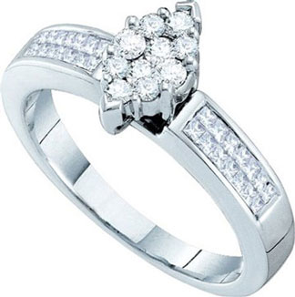 Ladies Diamond Engagement Ring 14K White Gold 0.50 cts. GD-18677 - Click Image to Close