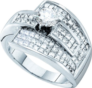 Diamond Engagement Ring 14K White Gold 2.25 cts. GD-21838 - Click Image to Close