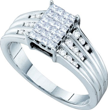 Ladies Diamond Engagement Ring 14K White Gold 0.50 cts. GD-21938 - Click Image to Close
