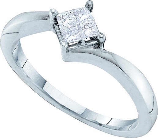 Ladies Diamond Engagement Ring 14K White Gold 0.25 cts. GD-26890 - Click Image to Close