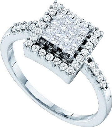 Ladies Diamond Engagement Ring 14K White Gold 0.50 cts. GD-26995