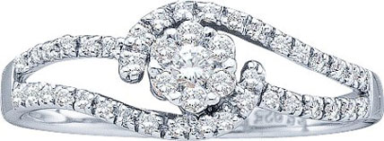 Ladies Diamond Engagement Ring 14K White Gold 0.25 cts. GD-28213