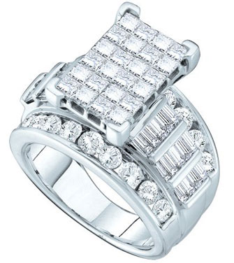 Ladies Diamond Engagement Ring 14K White Gold 4.00 ct. GD-38816