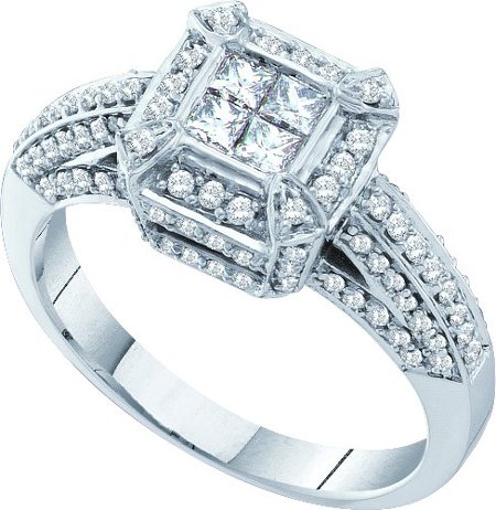 Ladies Diamond Engagement Ring 14K White Gold 0.74 cts. GD-39193