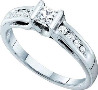 Ladies Diamond Engagement Ring 14K White Gold 0.51 cts. GD-39461 - Click Image to Close