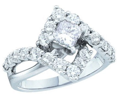 Ladies Diamond Engagement Ring 14K White Gold 2.00 ct. GD-40069