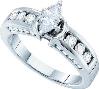 Ladies Diamond Engagement Ring 14K White Gold 1.00 ct. GD-44457