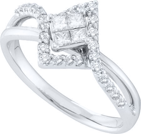 Ladies Diamond Engagement Ring 14K White Gold 0.46 cts. GD-45397