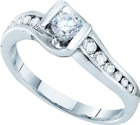 Ladies Diamond Engagement Ring 14K White Gold 0.50 cts. GD-45486 - Click Image to Close