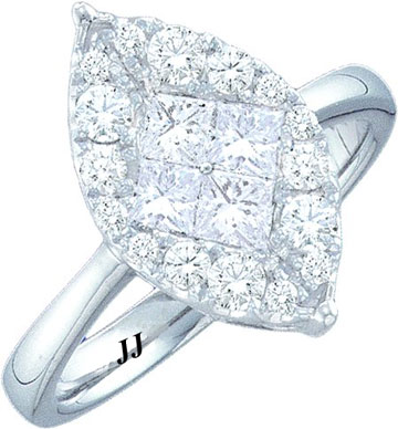 Ladies Diamond Engagement Ring 14K White Gold GD-47552