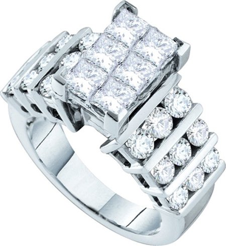 Ladies Diamond Engagement Ring 14K White Gold 3.00 ct. GD-52366 - Click Image to Close