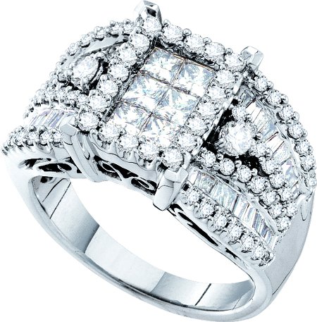 Ladies Diamond Egagement Ring 14K White Gold 2.00 ct. GD-52989 - Click Image to Close