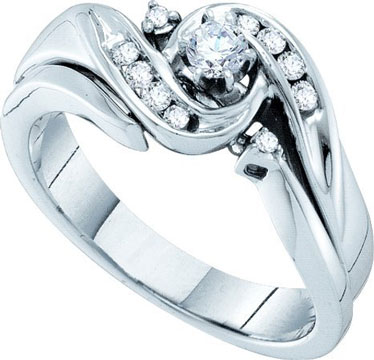 Ladies Diamond Engagement Ring 14K White Gold 0.26 cts. GD-53074 - Click Image to Close