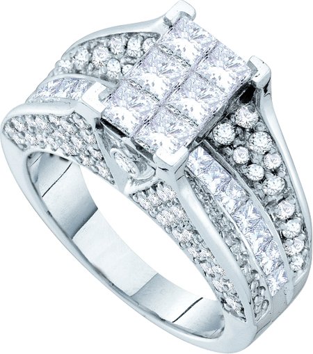 Ladies Diamond Engagement Ring 14K White Gold 3.00 ct. GD-53201 - Click Image to Close
