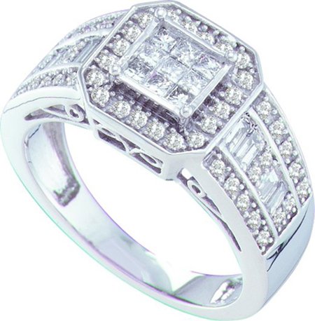 Ladies Diamond Engagement Ring 14K White Gold 0.74 cts. GD-53498 - Click Image to Close