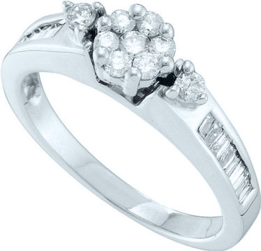 Ladies Diamond Engagement Ring 14K White Gold 0.50 cts. GD-53598 - Click Image to Close