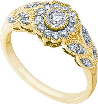 Ladies Diamond Flower Ring 10K Yellow Gold 0.34 cts. GD-58714
