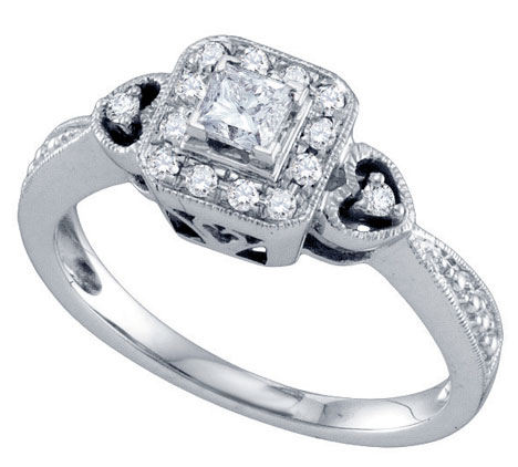 Diamond Engagement Ring 14K White Gold 0.33 cts. GD-69169 - Click Image to Close