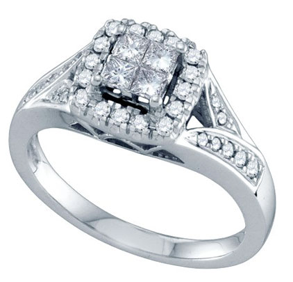 Ladies Diamond Engagement Ring 14K White Gold 0.50 cts. GD-69180
