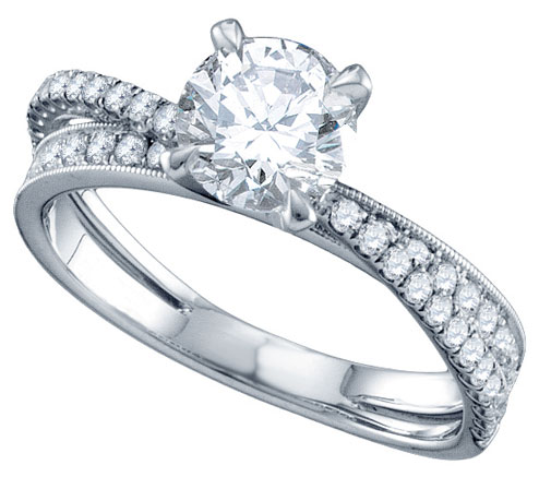 Diamond Engagement Ring 14K White Gold 1.30 cts. GD-70305