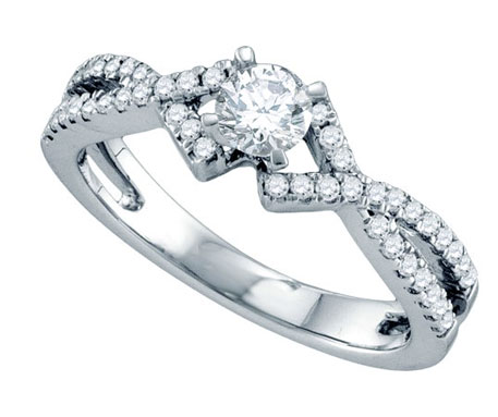 Diamond Engagement Ring 14K White Gold 0.56 cts. GD-70316