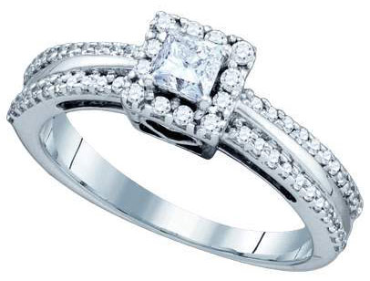Ladies Diamond Engagement Ring 14K White Gold 0.52 cts. GD-75240