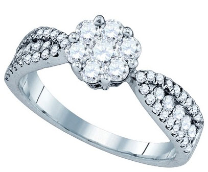 Ladies Diamond Engagement Ring 14K White Gold 0.98 cts. GD-76184