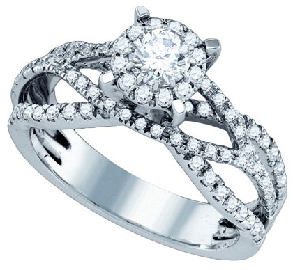 Diamond Engagement Ring 14K White Gold 0.94 cts. GD-76207
